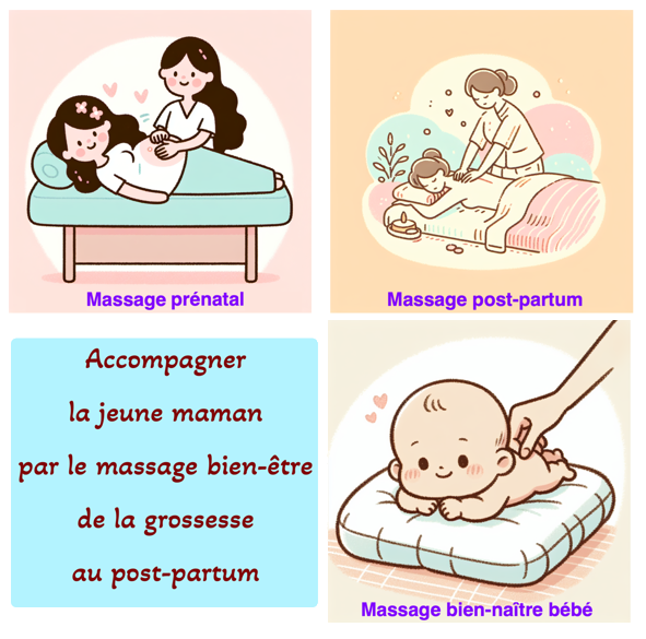 Accompagner la jeune maman par le massage bien-être de la grossesse au post-partum